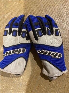 Thor Royal Blue and Gray Mesh Motocross Gloves